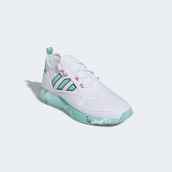 MEN\'S Adidas Originals ZX 2K Boost White Active Mint Shoes GX5373 main image 5